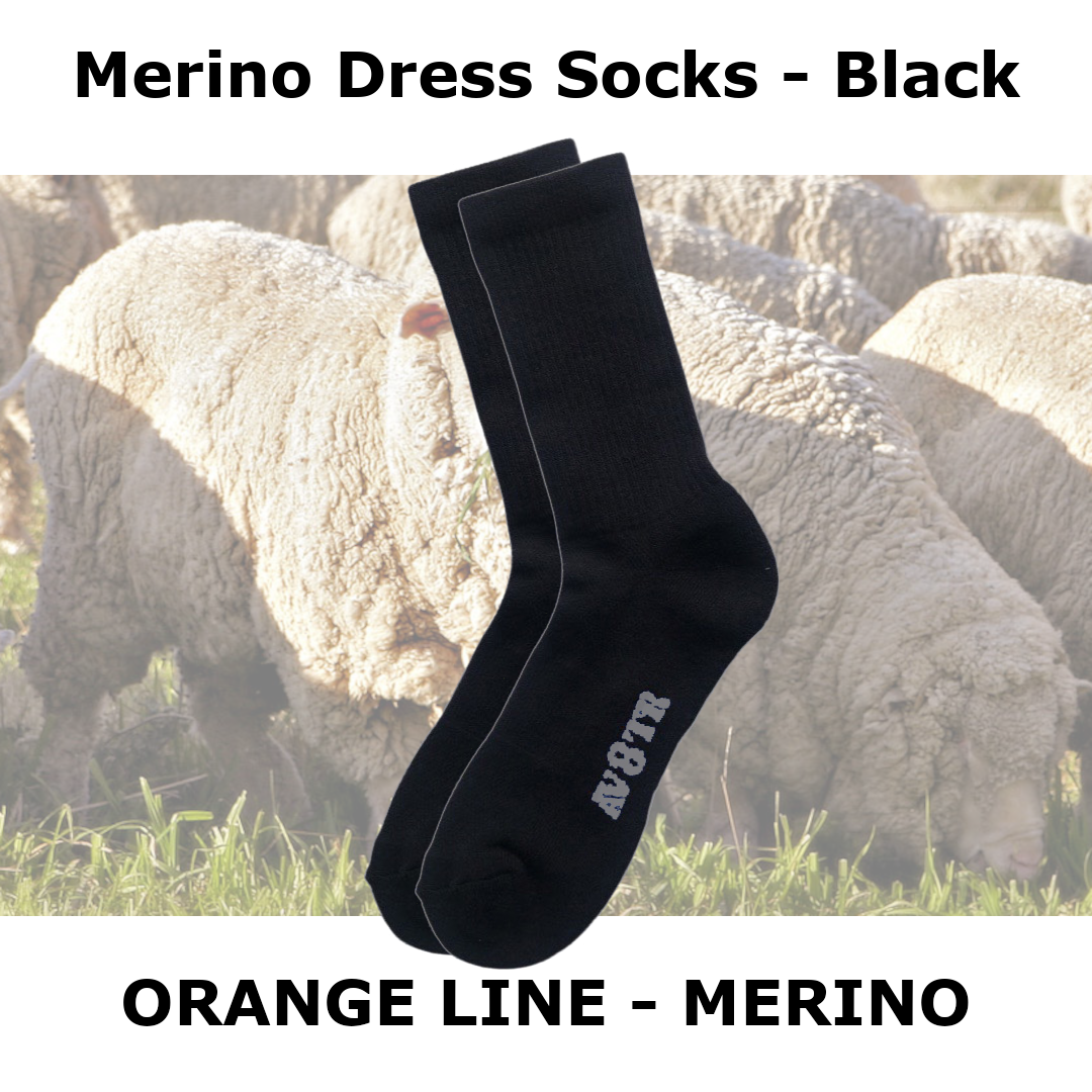 AV8TR MERINO Dress Socks - SIZE 7-11 - ORANGE LINE