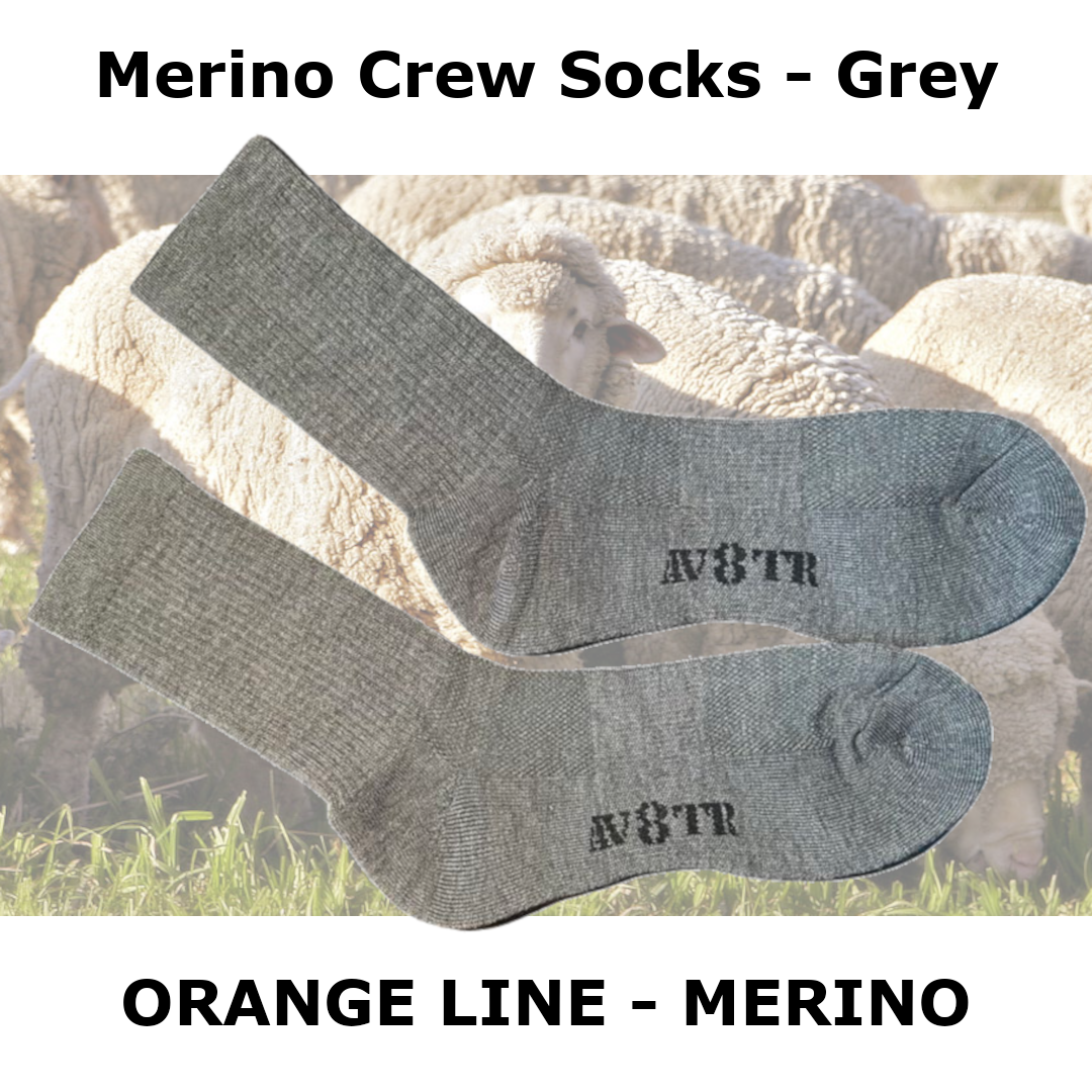 AV8TR MERINO Crew Socks -SIZE 7-11 - ORANGE LINE