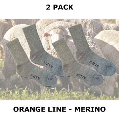 AV8TR MERINO Crew Socks -SIZE 7-11 - ORANGE LINE